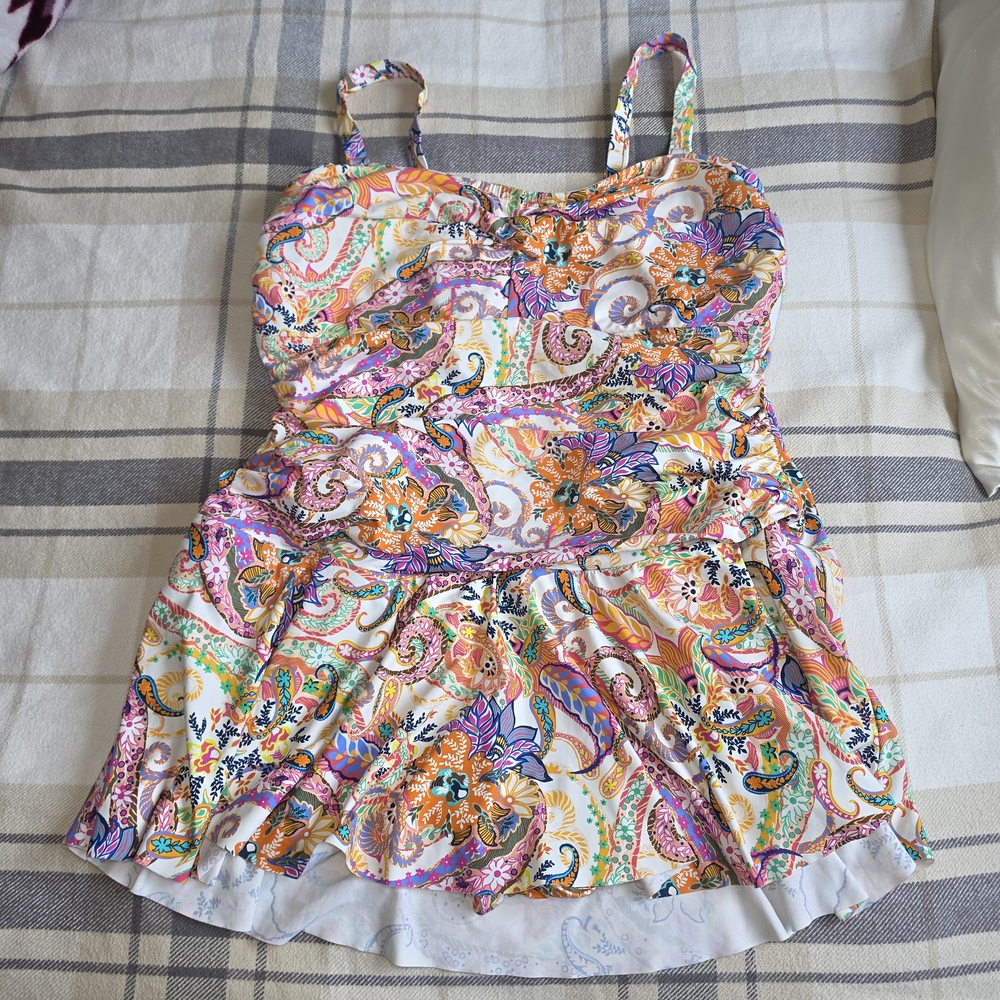 Lauren Ralph Lauren Multicolor Paisley Floral Tankini Top - White Base